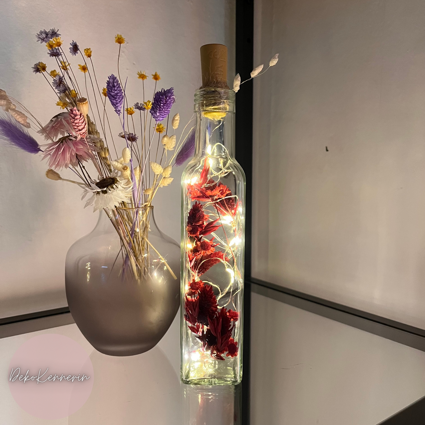 Flowerbottle mit Trockenblumen - Hochzeitsdeko