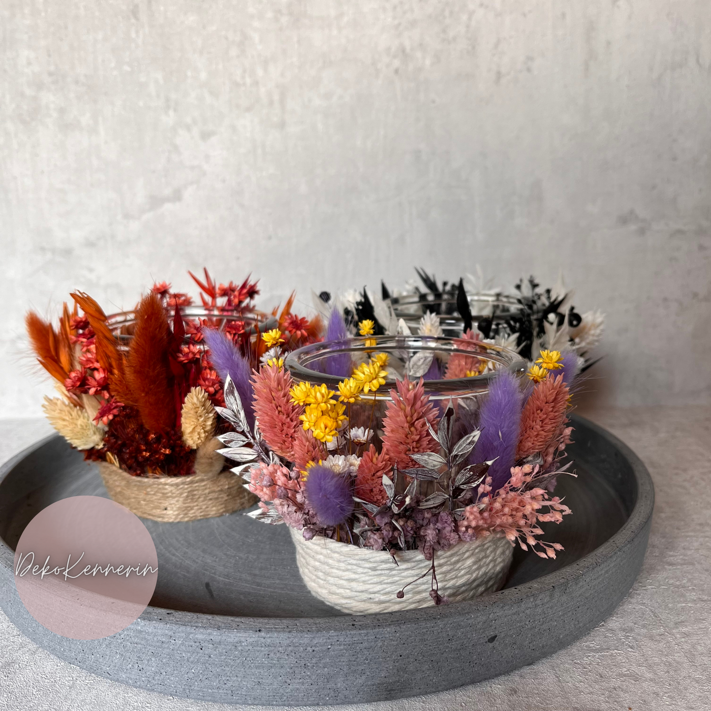 Windlicht mit Trockenblumen