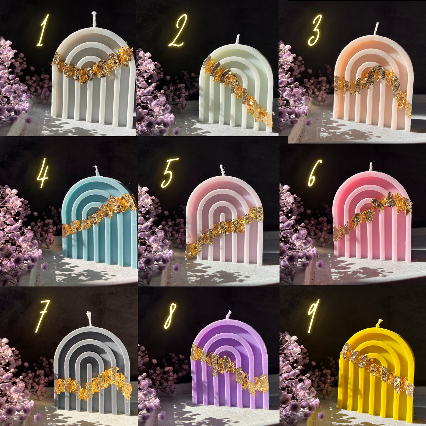 Regenbogen Kerze - Gold - Goldakzente - Rainbow Candle