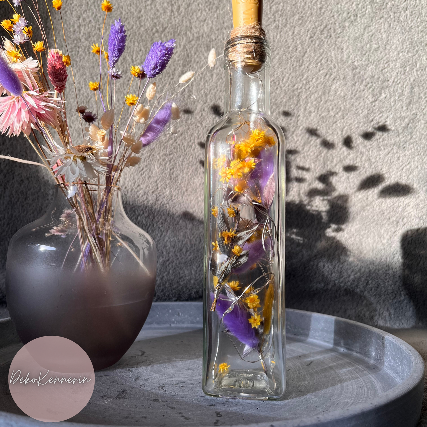 Flowerbottle mit Trockenblumen - Hochzeitsdeko