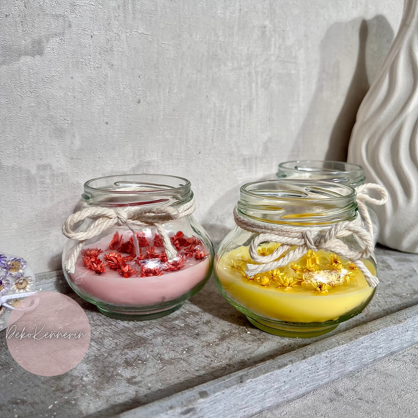 Natürliche Kerze im Glas - Blumenkerze
