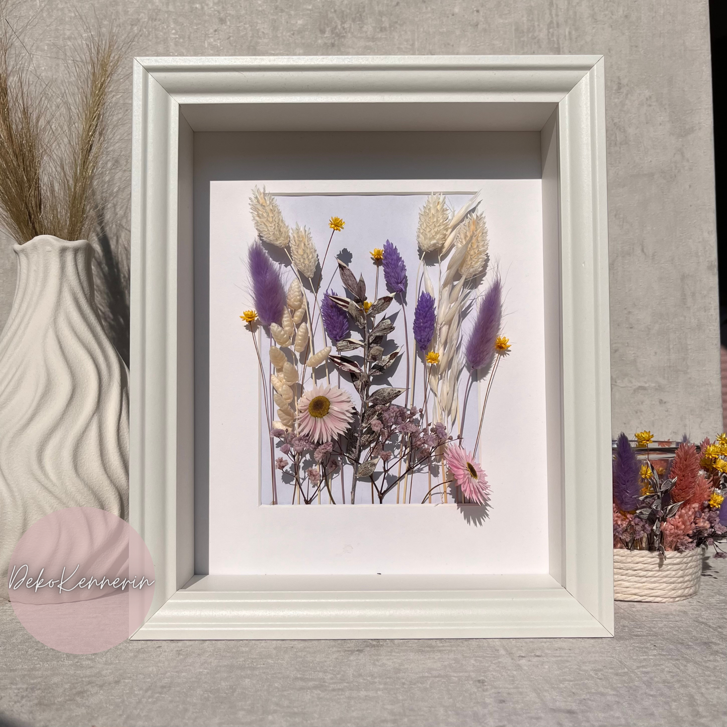 Bilderrahmen mit Trockenblumen - Blumenrahmen