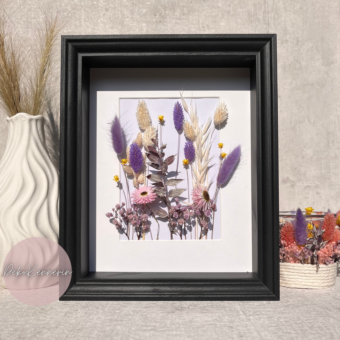 Bilderrahmen mit Trockenblumen - Blumenrahmen