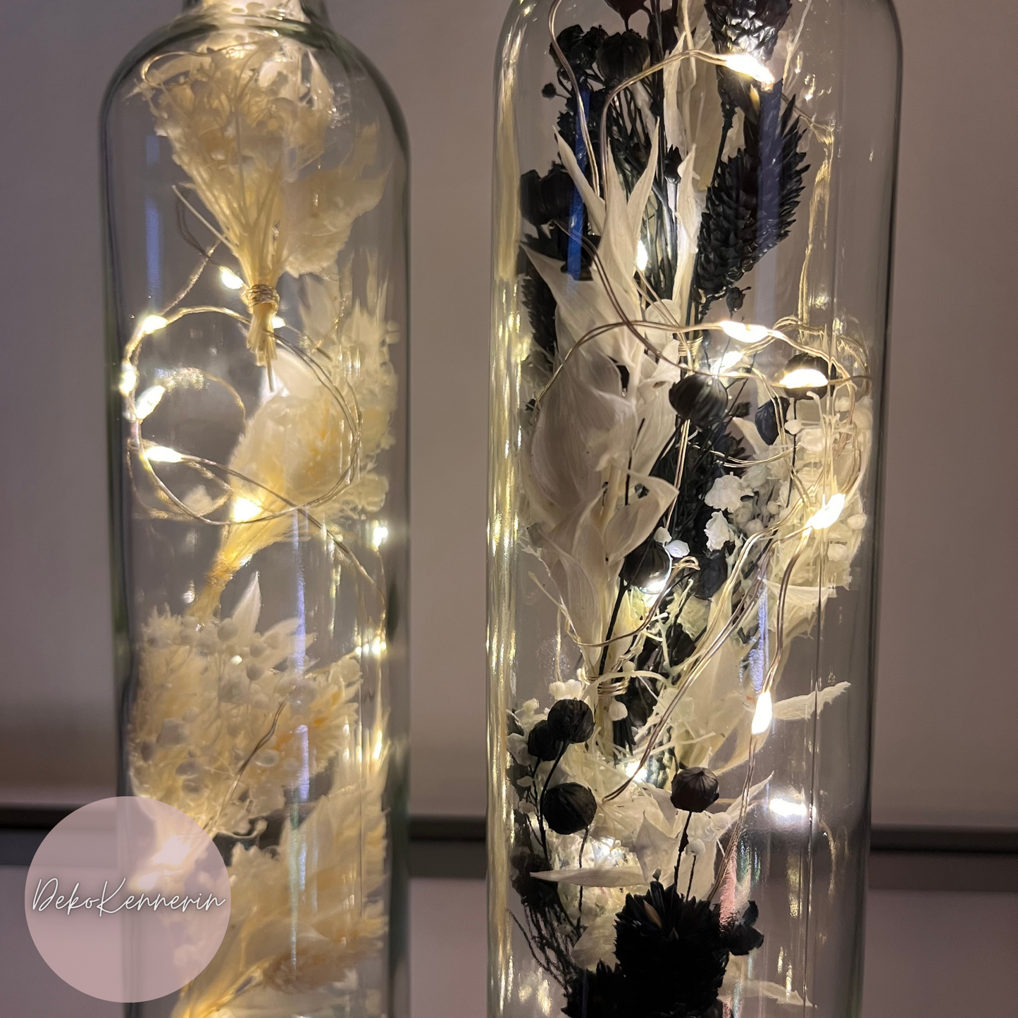 Flowerbottle mit Trockenblumen - Black and White