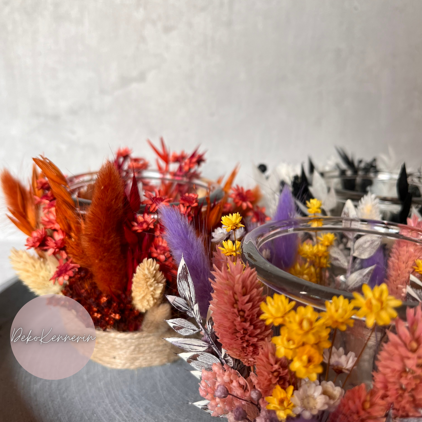 Windlicht mit Trockenblumen