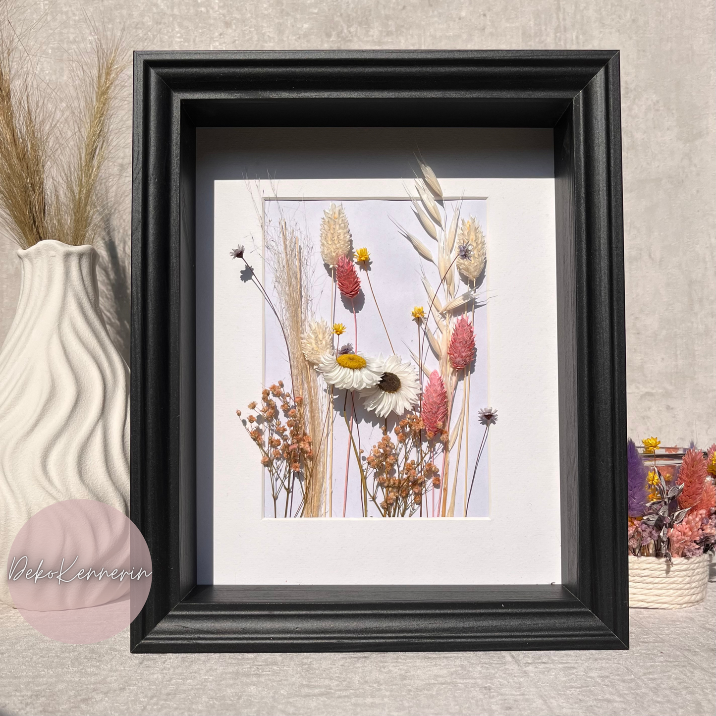 Bilderrahmen mit Trockenblumen - Blumenrahmen
