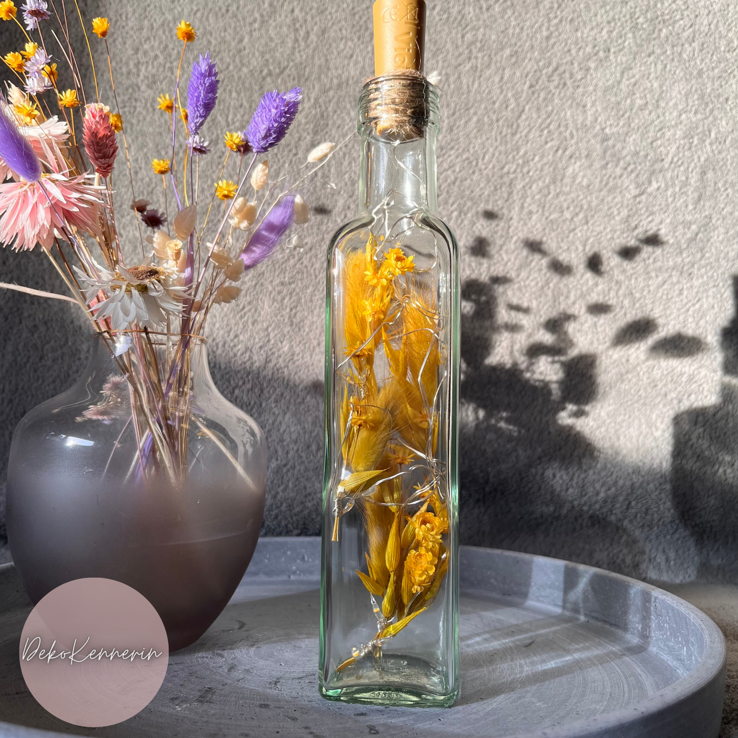Flowerbottle mit Trockenblumen - Hochzeitsdeko