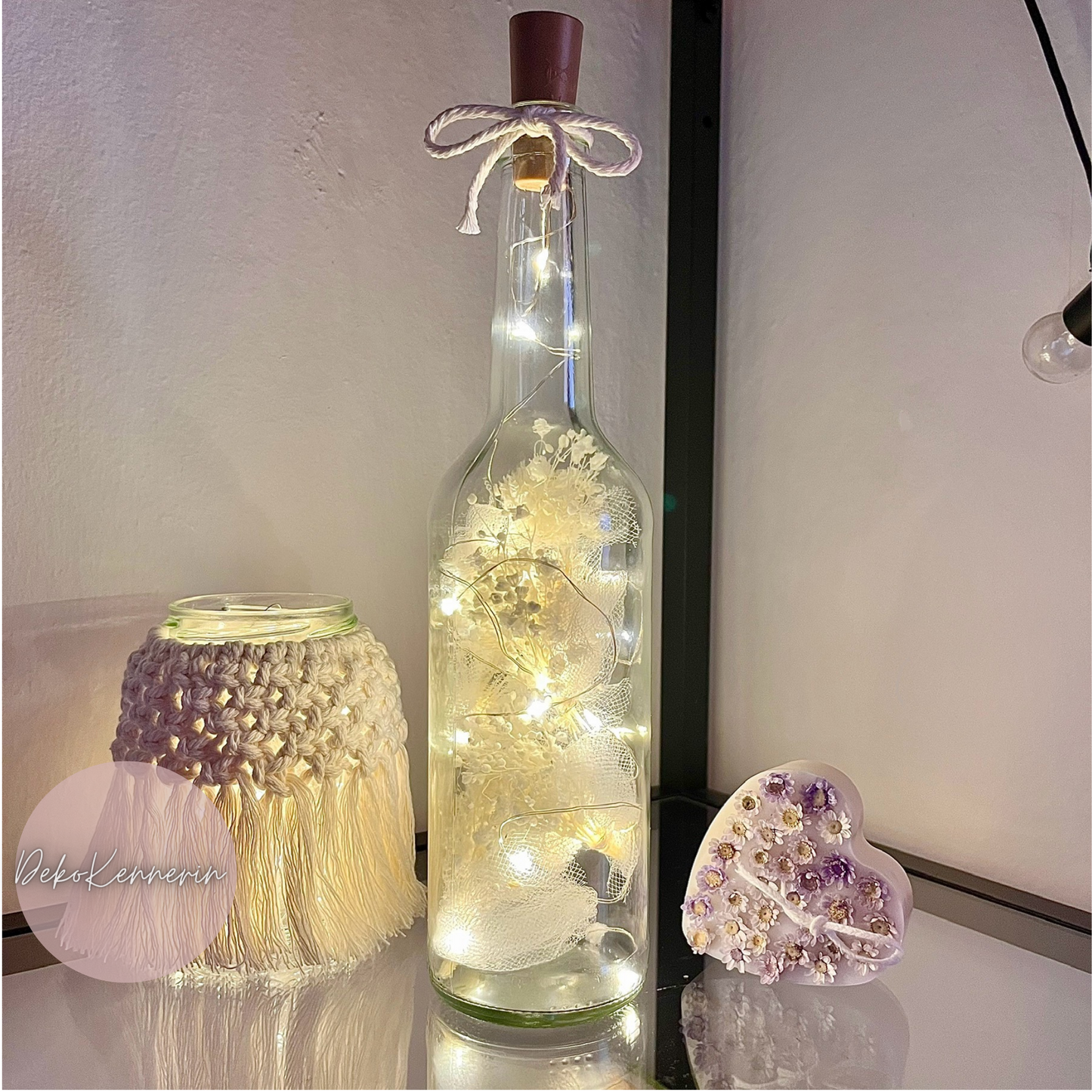 Flowerbottle mit Tüll - Hochzeitsdeko