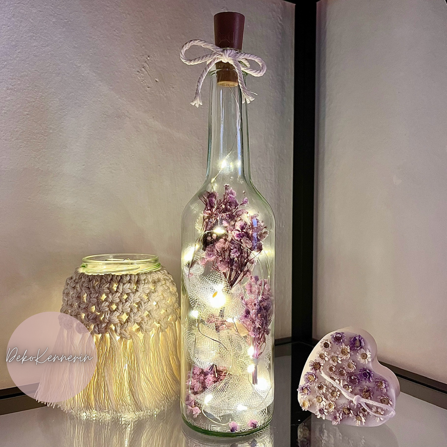 Flowerbottle mit Tüll - Hochzeitsdeko