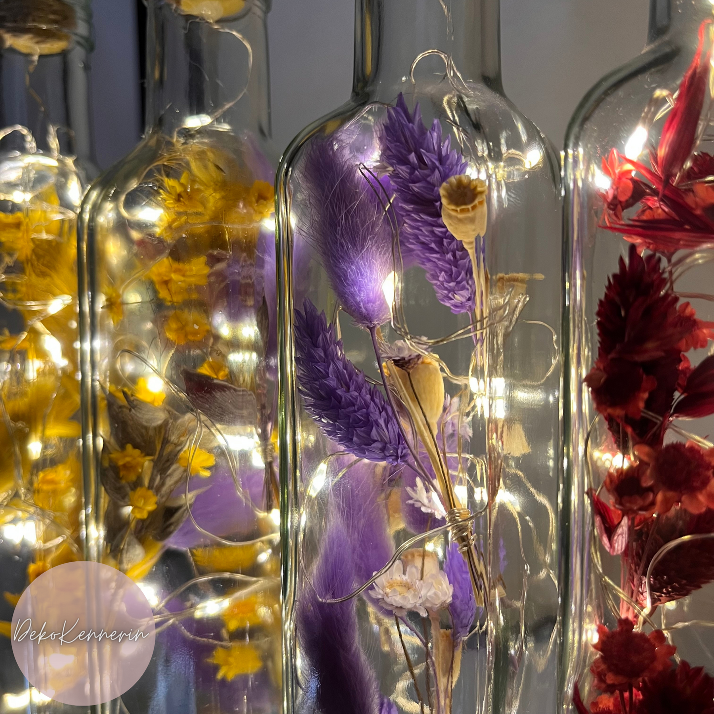 Flowerbottle mit Trockenblumen - Hochzeitsdeko