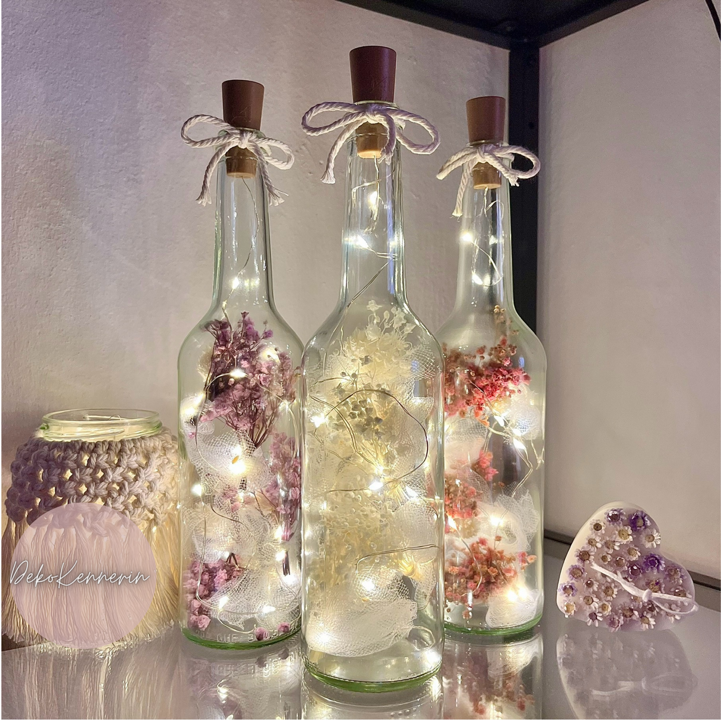 Flowerbottle mit Tüll - Hochzeitsdeko
