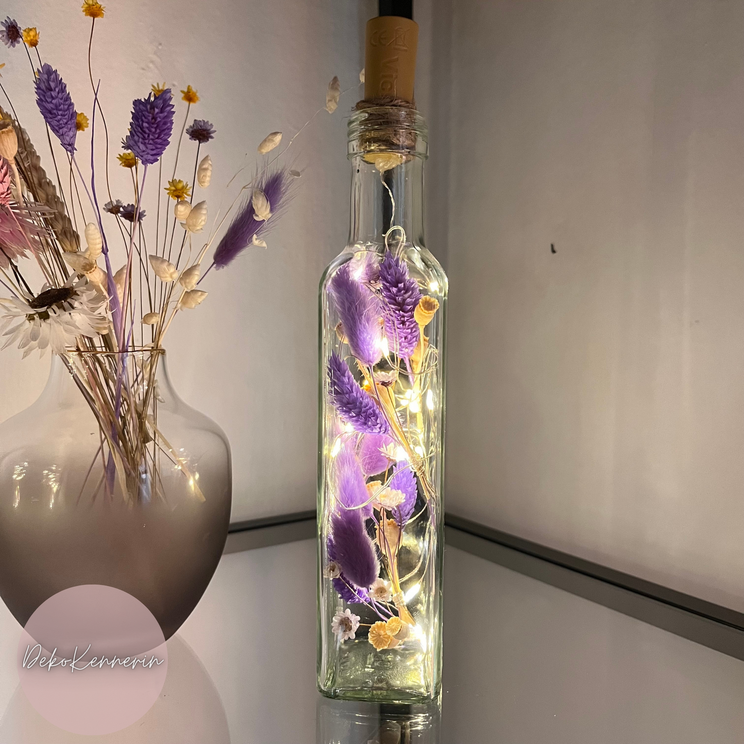 Flowerbottle mit Trockenblumen - Hochzeitsdeko
