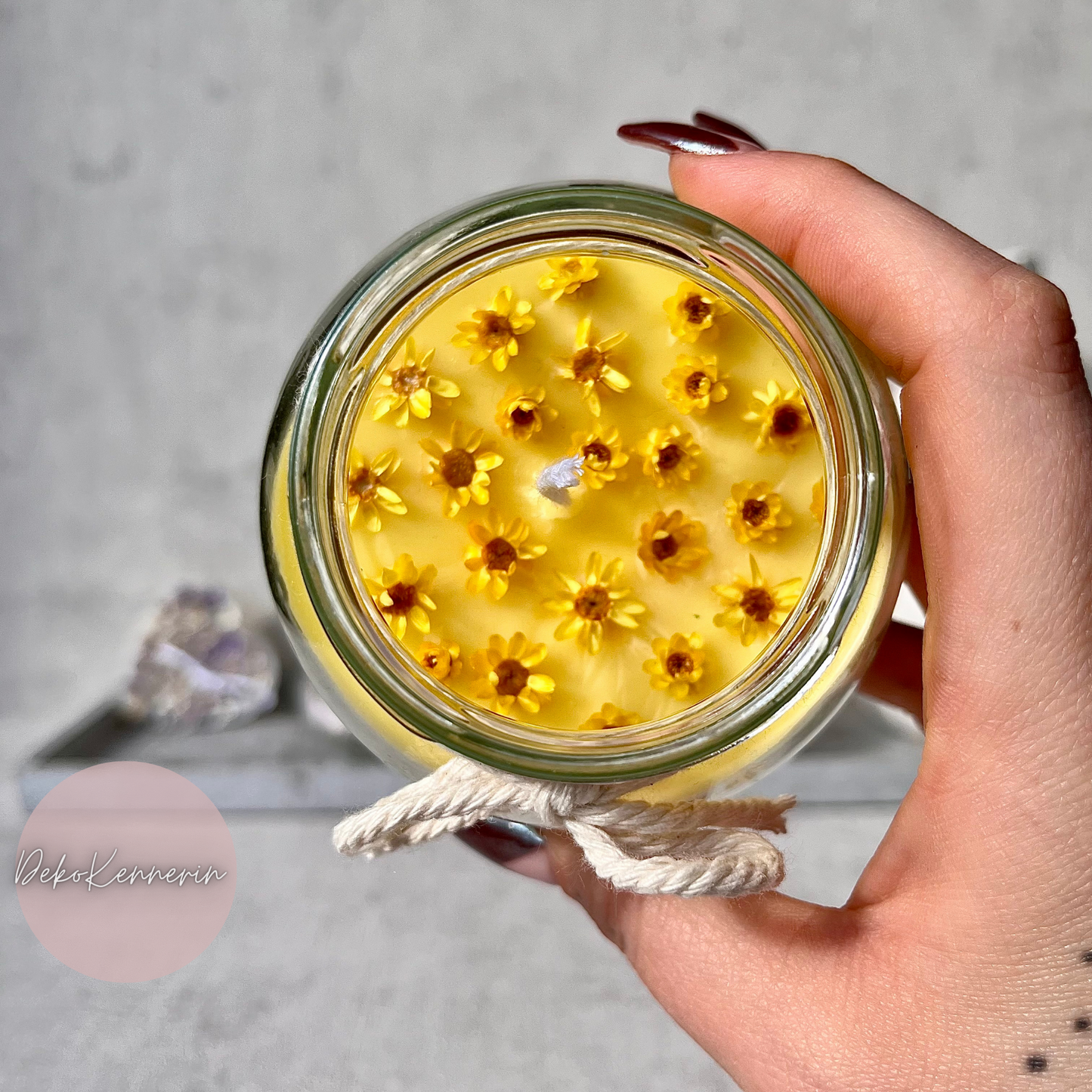 Natürliche Kerze im Glas - Blumenkerze