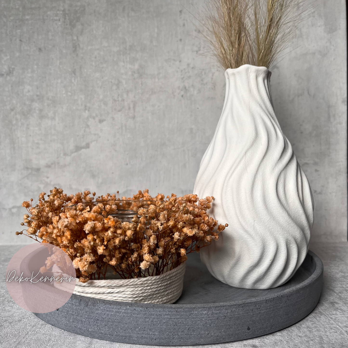 Windlicht mit Trockenblumen - Schleierkraut