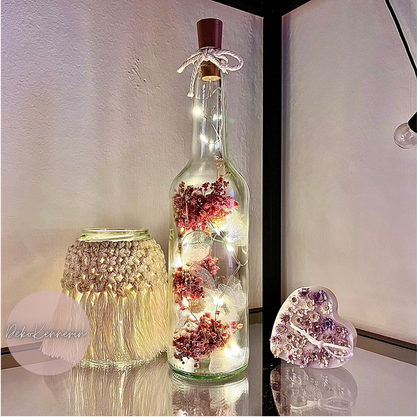 Flowerbottle mit Tüll - Hochzeitsdeko