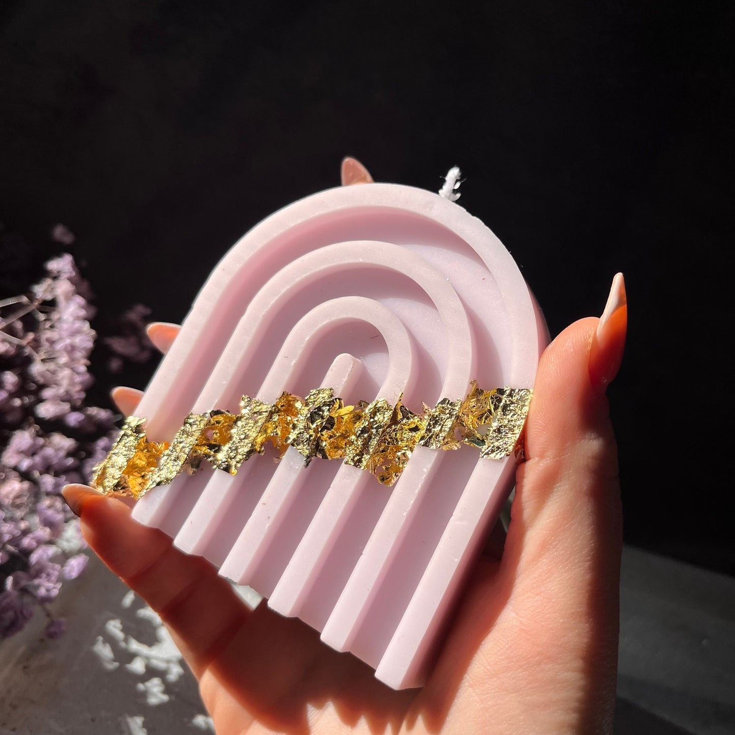 Regenbogen Kerze - Gold - Goldakzente - Rainbow Candle