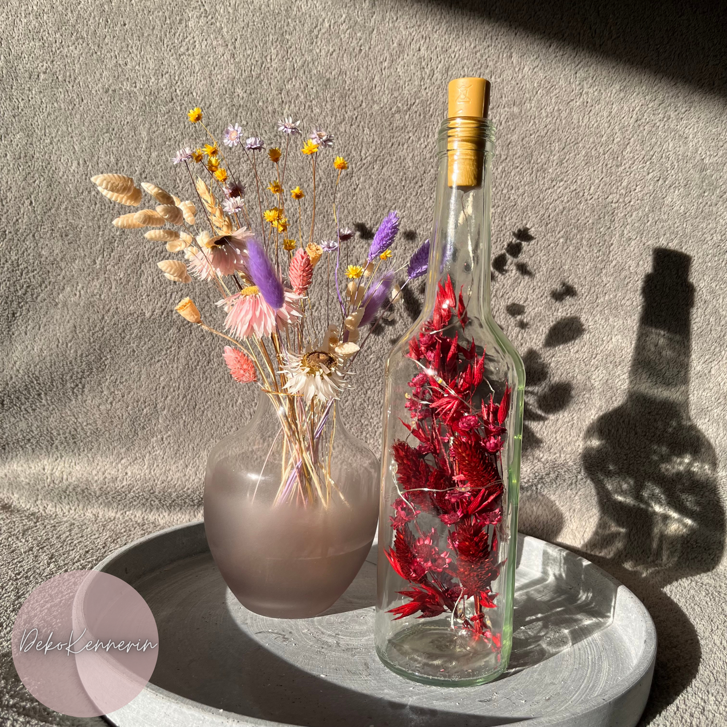 Flowerbottle mit Trockenblumen - Trockenblumendeko