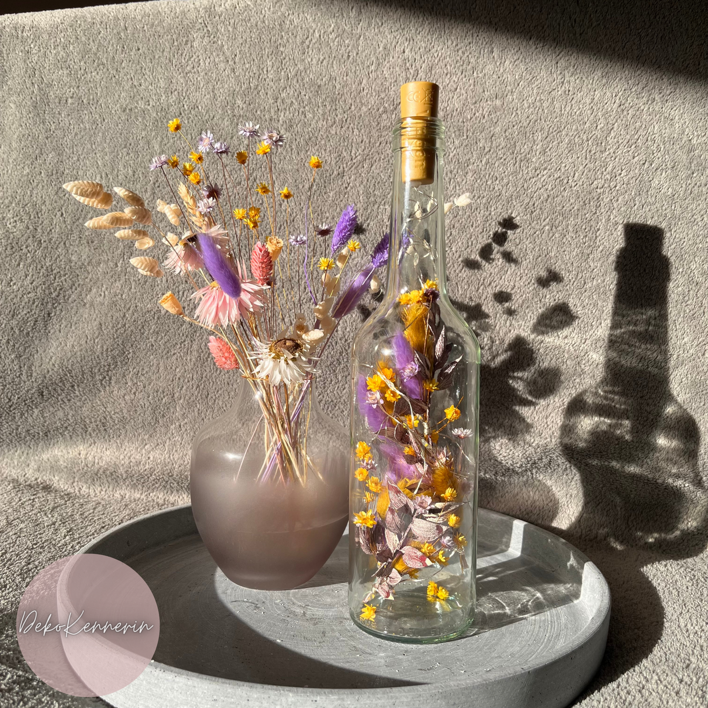 Flowerbottle mit Trockenblumen - Trockenblumendeko