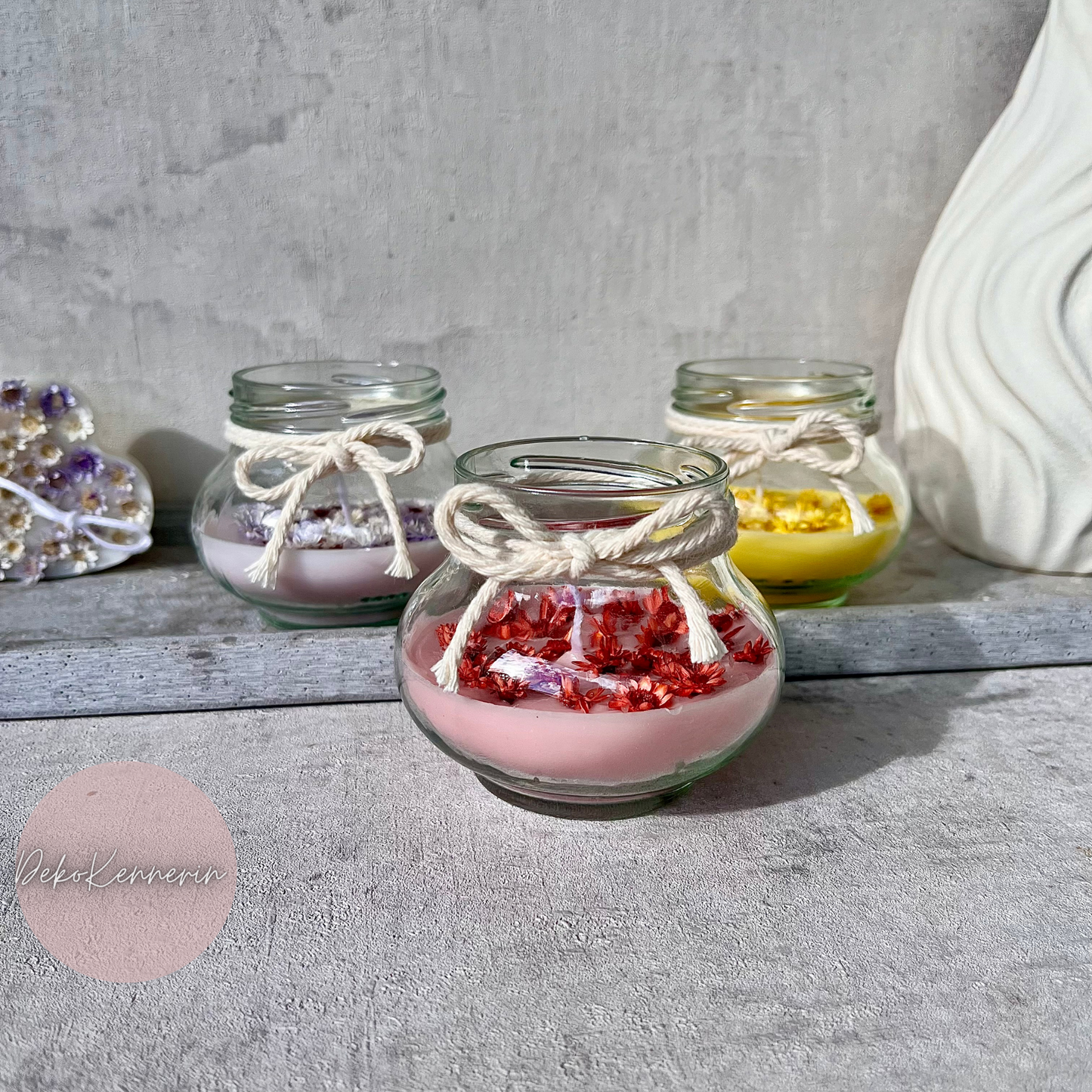 Natürliche Kerze im Glas - Blumenkerze