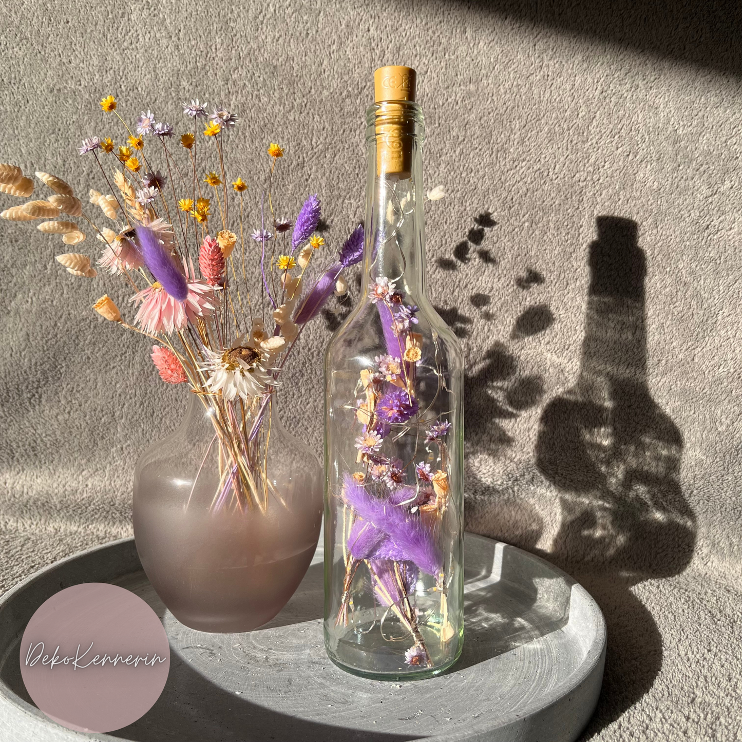 Flowerbottle mit Trockenblumen - Trockenblumendeko