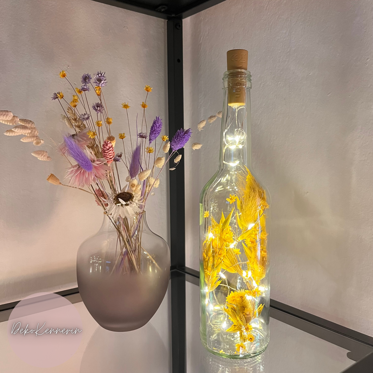 Flowerbottle mit Trockenblumen - Trockenblumendeko