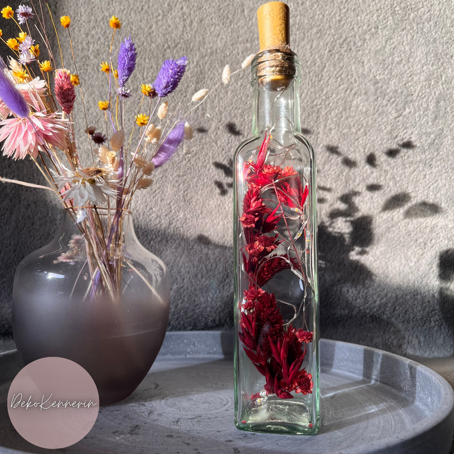 Flowerbottle mit Trockenblumen - Hochzeitsdeko