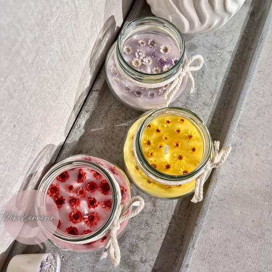 Natürliche Kerze im Glas - Blumenkerze