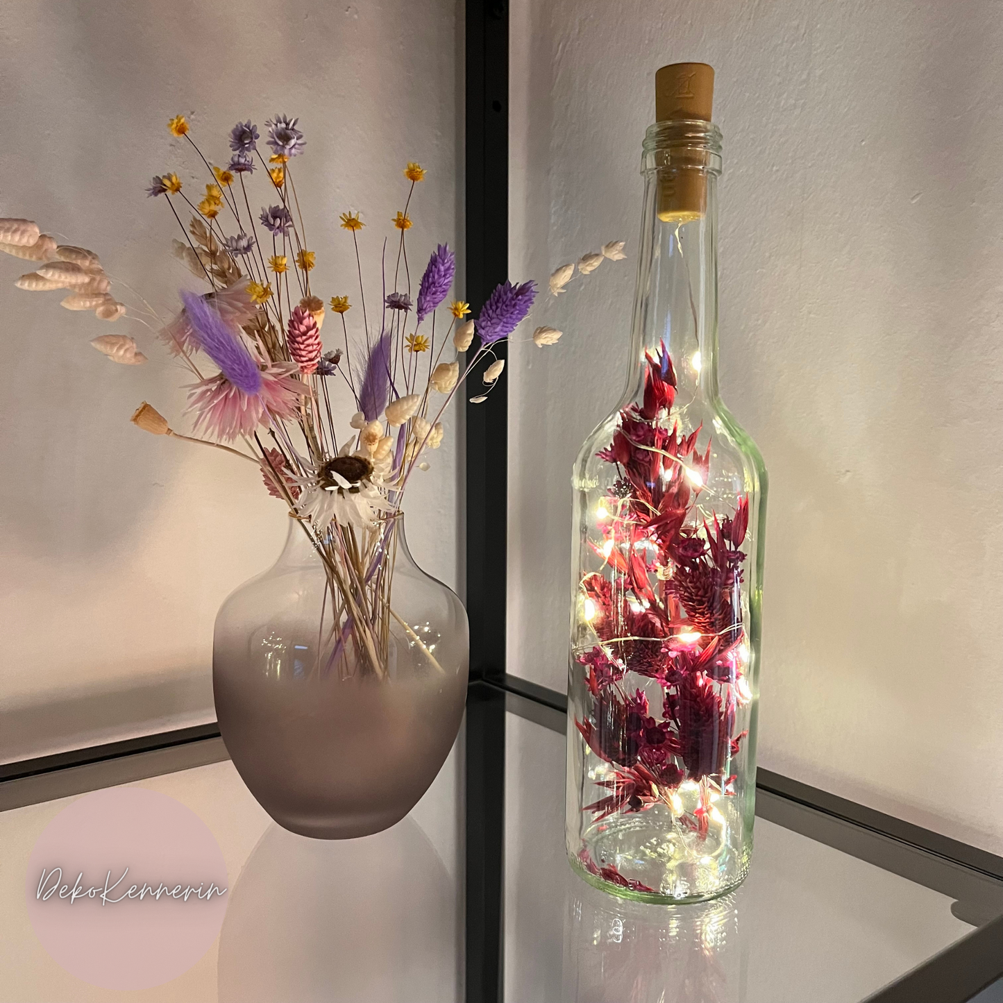 Flowerbottle mit Trockenblumen - Trockenblumendeko