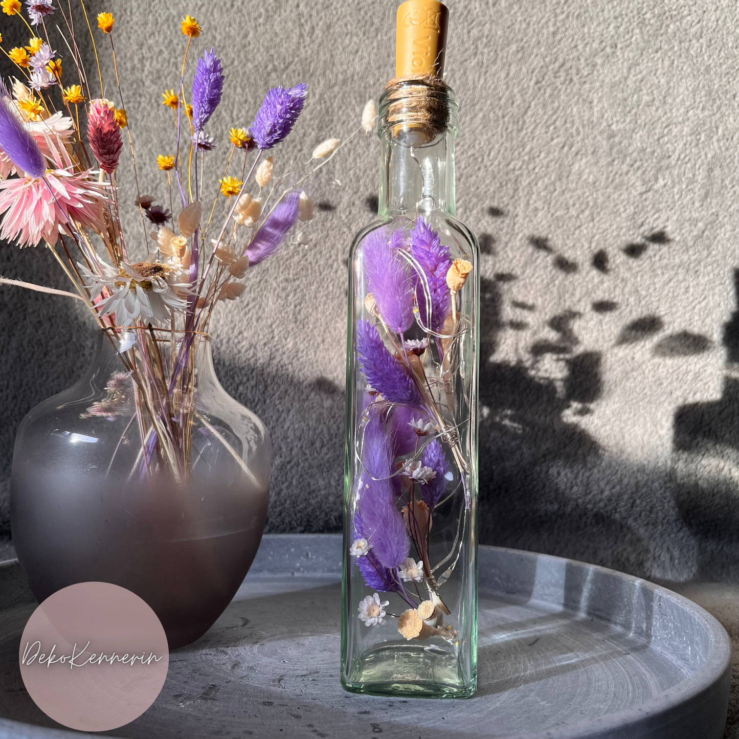 Flowerbottle mit Trockenblumen - Hochzeitsdeko