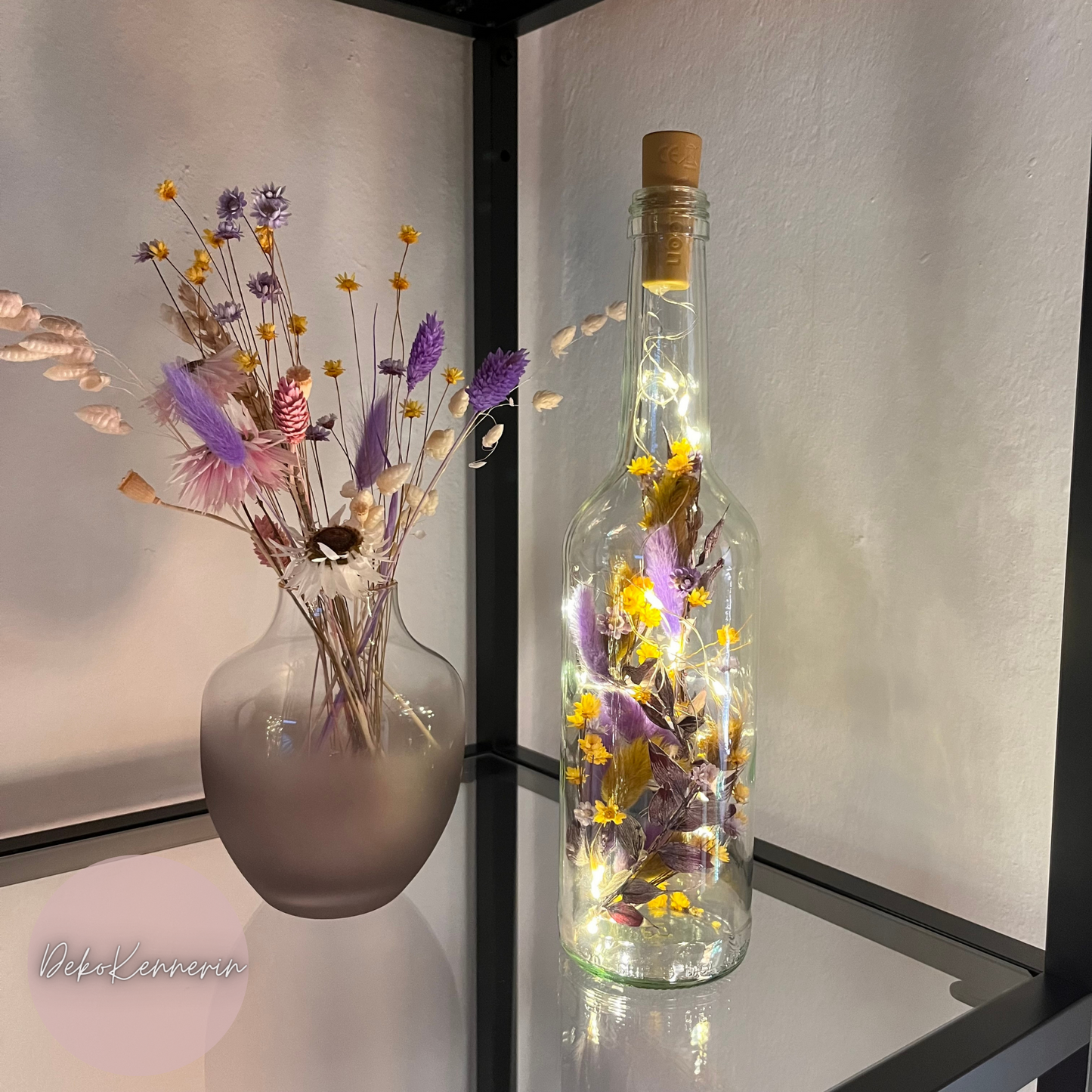 Flowerbottle mit Trockenblumen - Trockenblumendeko