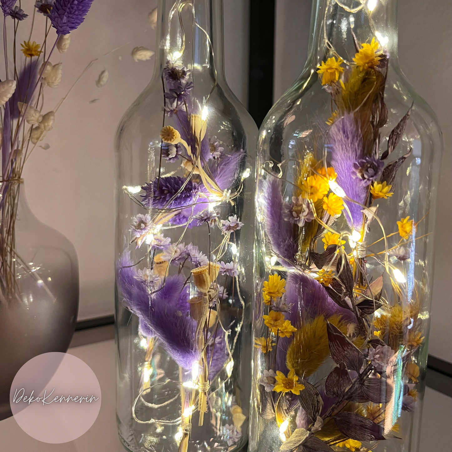 Flowerbottle mit Trockenblumen - Trockenblumendeko