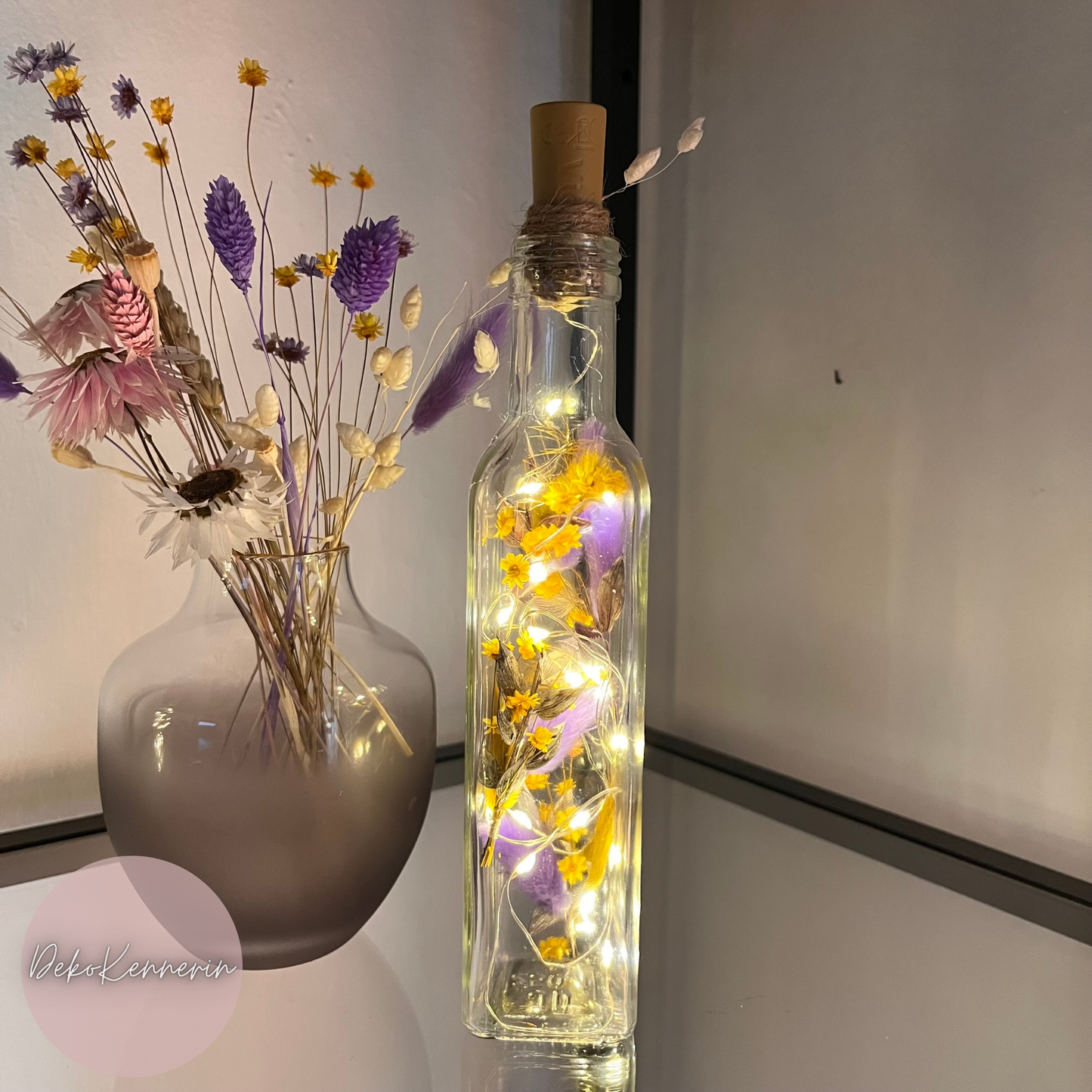 Flowerbottle mit Trockenblumen - Hochzeitsdeko