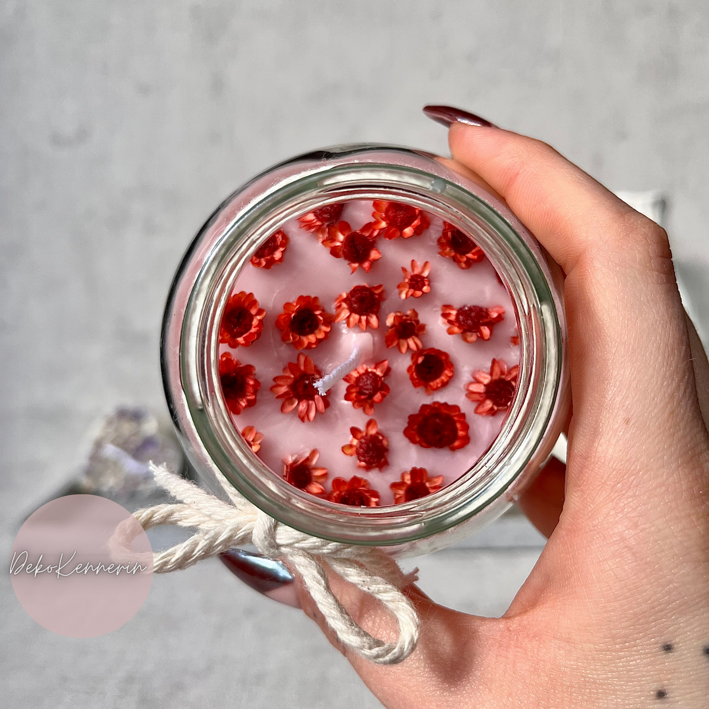 Natürliche Kerze im Glas - Blumenkerze