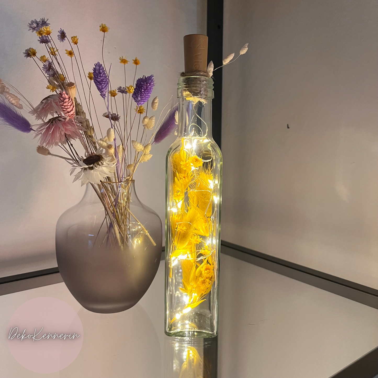 Flowerbottle mit Trockenblumen - Hochzeitsdeko