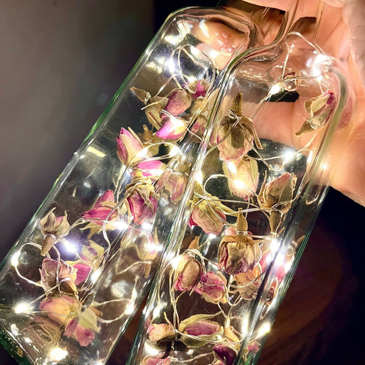 Flowerbottle mit Rosenknospen - Trockenblumen Deko
