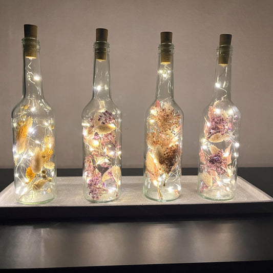 Flowerbottle mit Trockenblumen - Flaschenlicht
